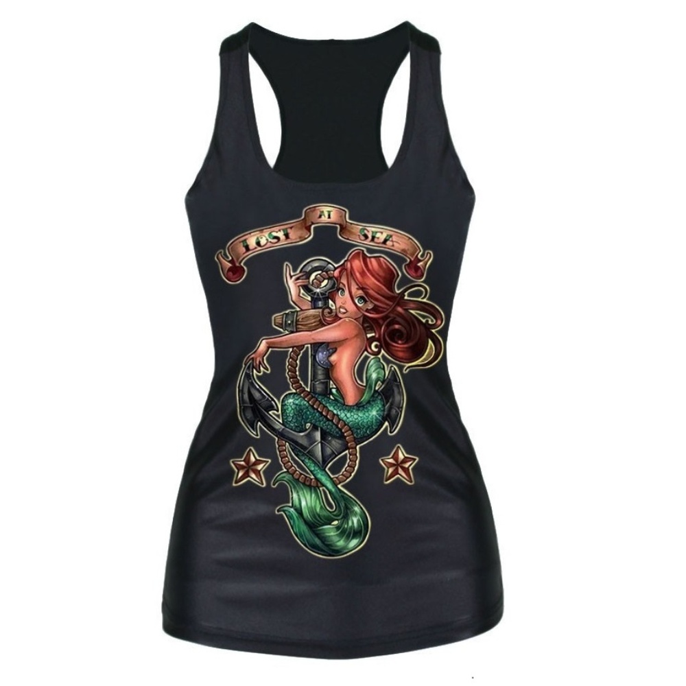Disney Ariel Little Mermaid Tattoo Tank Top Shirt